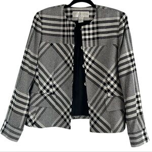 Doncaster Vintage 100% Silk Black White Sz 12 Blazer Jacket EUC Office Business